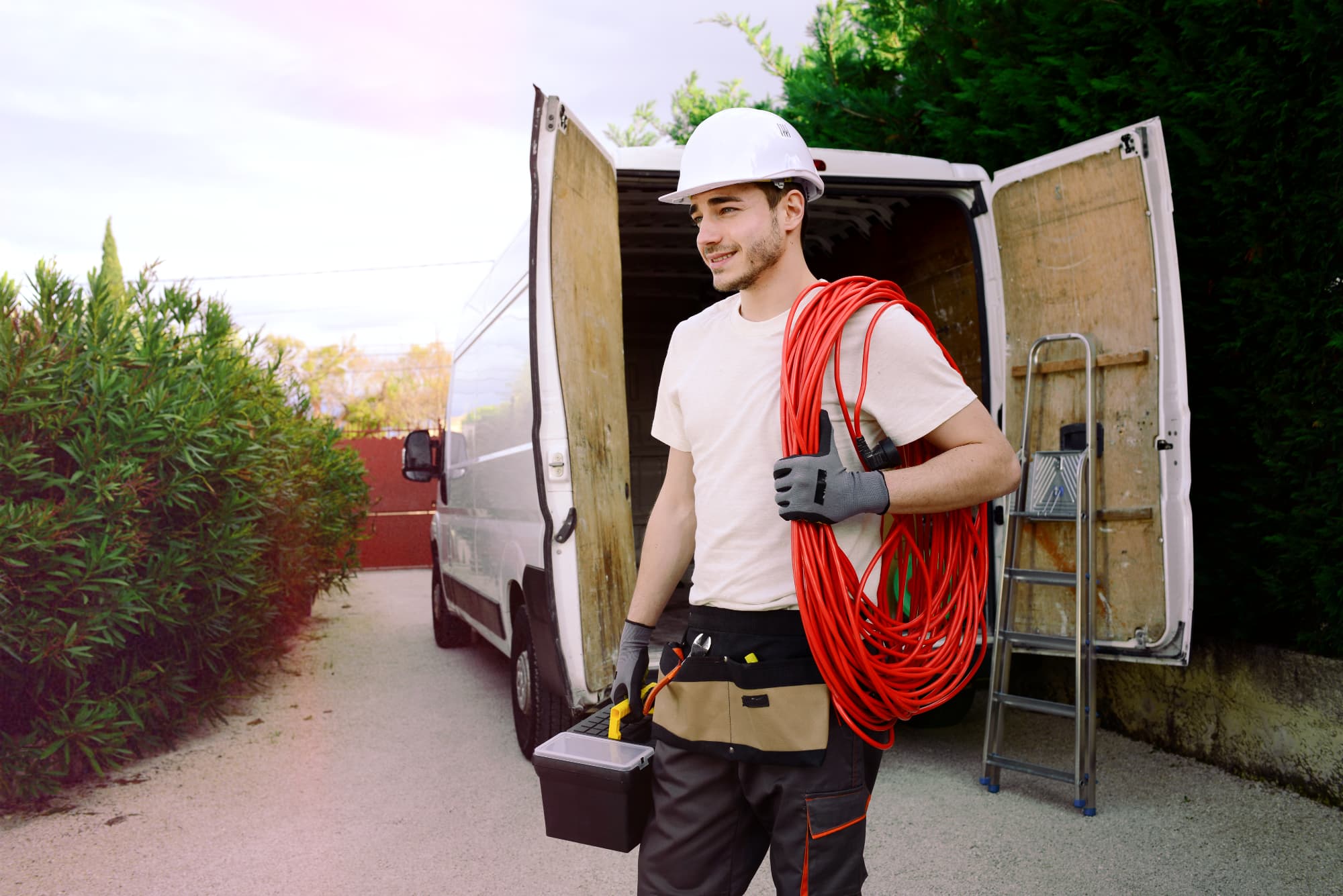 Service van tracking solutions for improved facilities management efficiency Service technicians with tracked service van using the best van tracker UK facilities management teams recommend